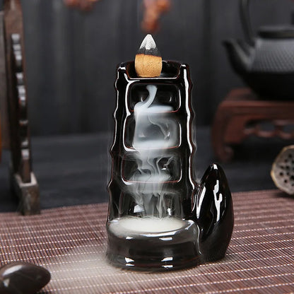 Ceramic Backflow Incense Burner — Smoke Waterfall Effect