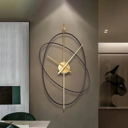Oval Metal Wall Clock — Minimalist Iron Frame