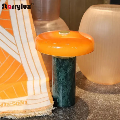 Marble Cordless Table Lamp — Rechargeable Touch Dimming