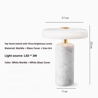 Marble Cordless Table Lamp — Rechargeable Touch Dimming