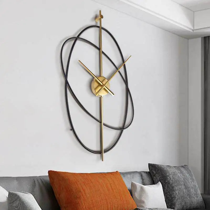 Oval Metal Wall Clock — Minimalist Iron Frame