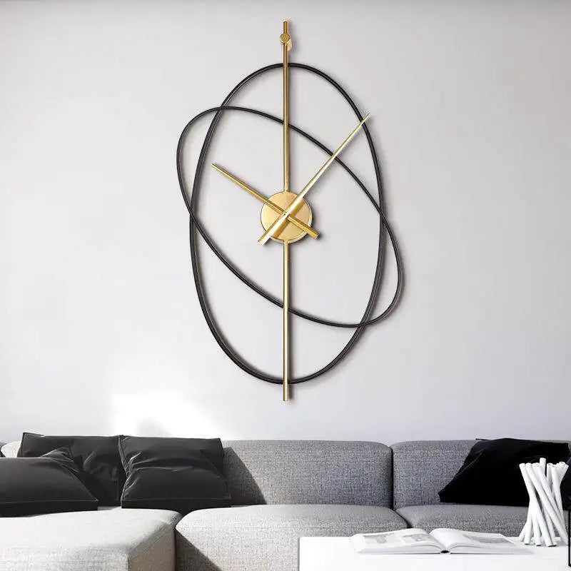 Minimalist oval iron wall clock in white