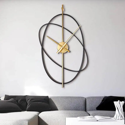 Oval Metal Wall Clock — Minimalist Iron Frame