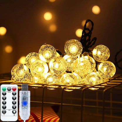Crystal Bubble Ball String Lights — USB, 3m to 10m