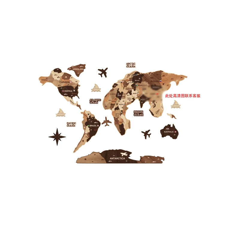 Layered Wood World Map Wall Art — 3D Multi-Layer Panel