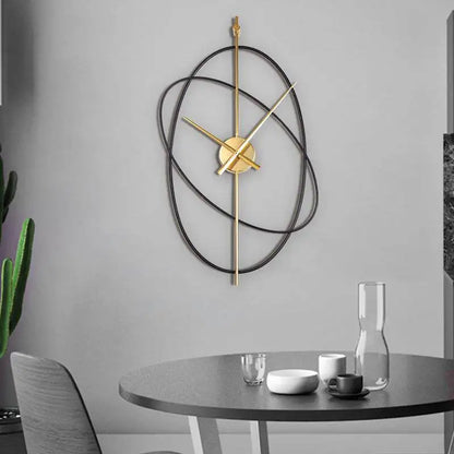 Oval Metal Wall Clock — Minimalist Iron Frame