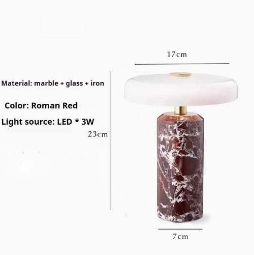 Marble Cordless Table Lamp — Rechargeable Touch Dimming