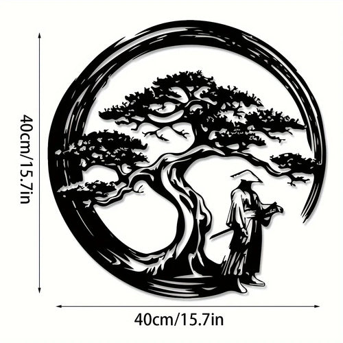 Bonsai Tree Metal Wall Art — Laser-Cut Steel Panel