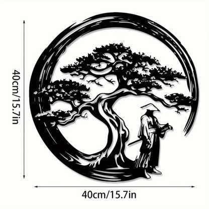 Bonsai Tree Metal Wall Art — Laser-Cut Steel Panel