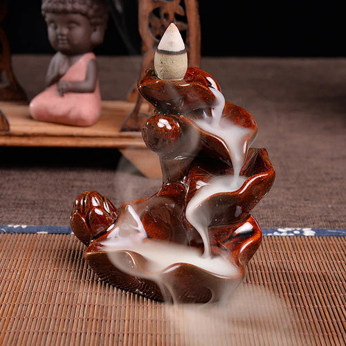 Ceramic Backflow Incense Burner — Smoke Waterfall Effect