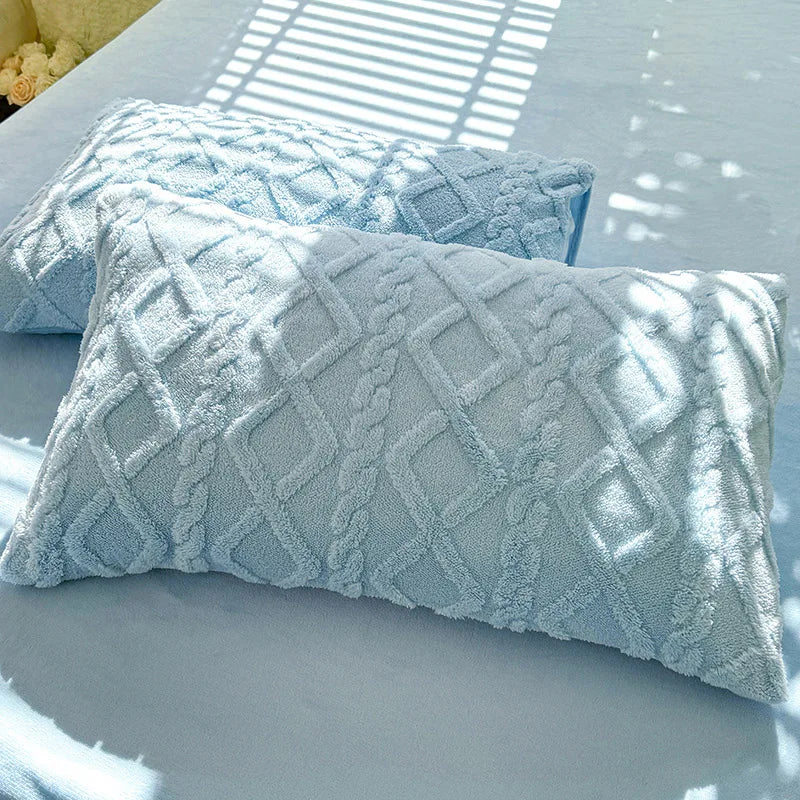 Velvet pillow covers shown in eight colours