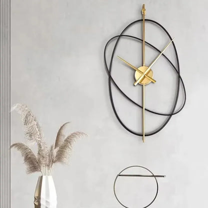 Oval Metal Wall Clock — Minimalist Iron Frame