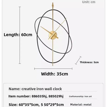 Oval Metal Wall Clock — Minimalist Iron Frame