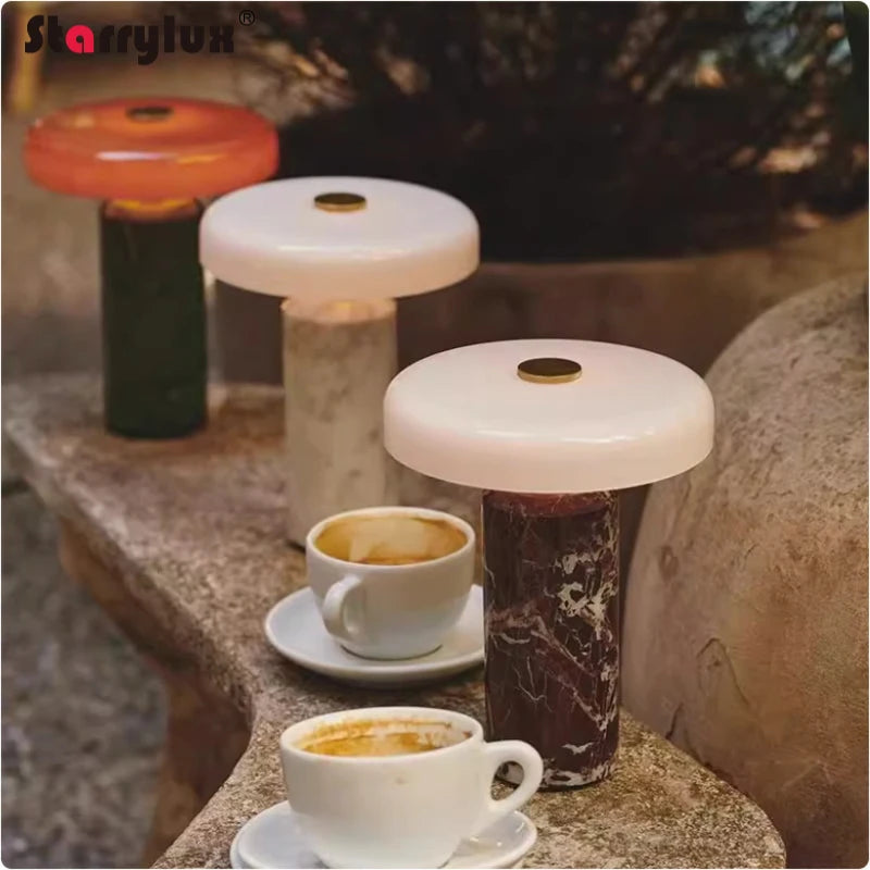 Marble Cordless Table Lamp — Rechargeable Touch Dimming