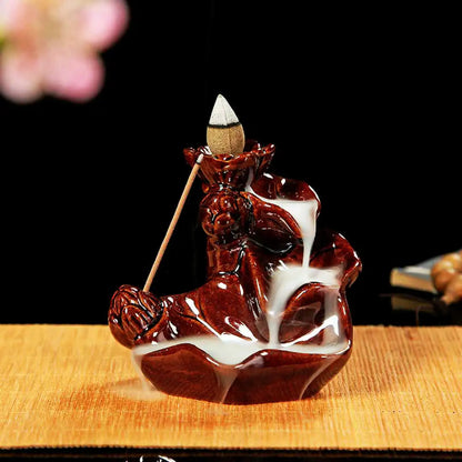Ceramic Backflow Incense Burner — Smoke Waterfall Effect