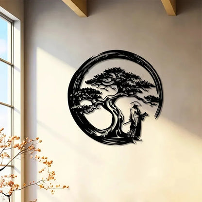 Bonsai Tree Metal Wall Art — Laser-Cut Steel Panel