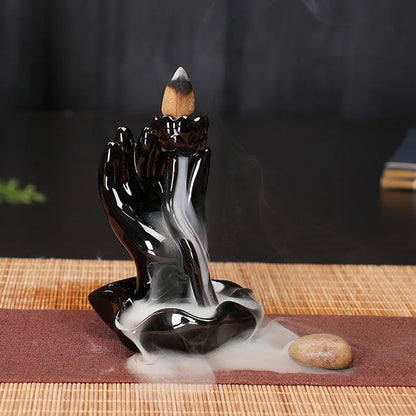 Ceramic Backflow Incense Burner — Smoke Waterfall Effect