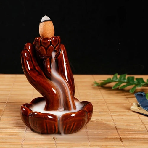 Ceramic Backflow Incense Burner — Smoke Waterfall Effect