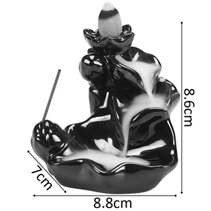 Ceramic Backflow Incense Burner — Smoke Waterfall Effect