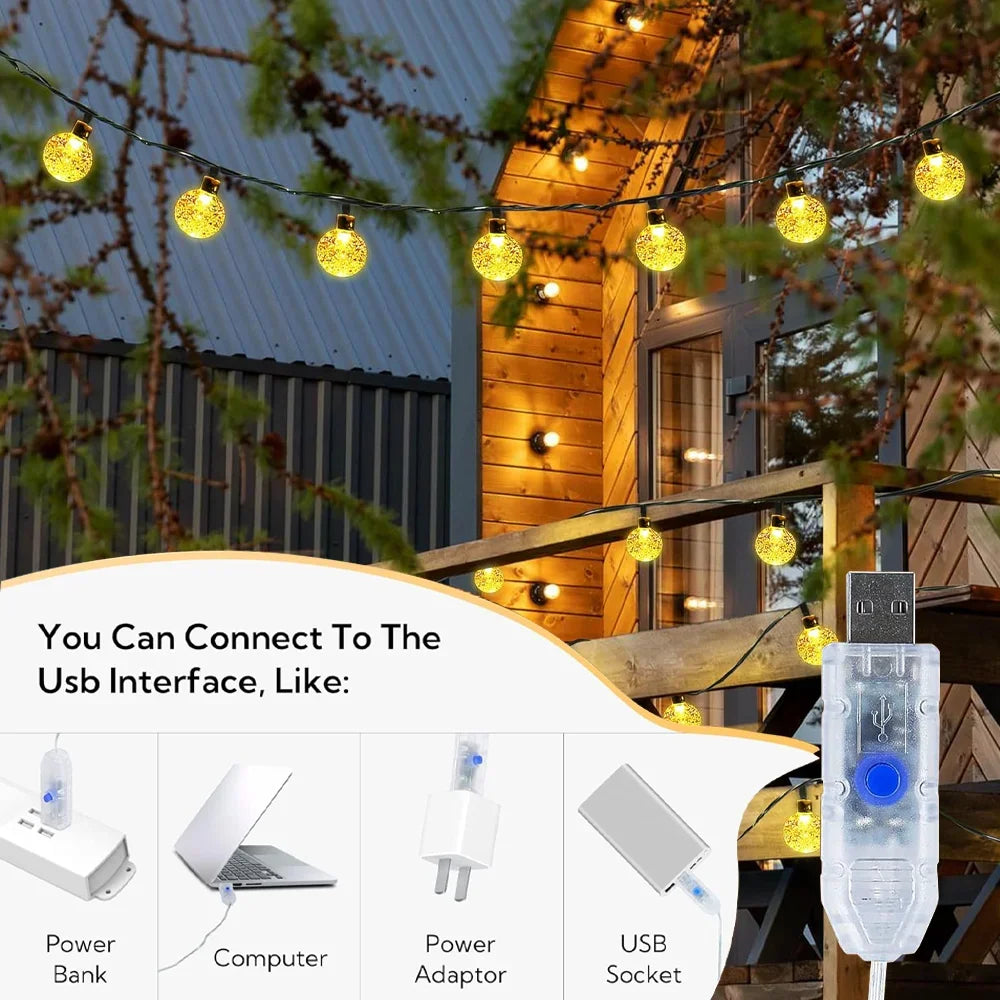 Crystal Bubble Ball String Lights — USB, 3m to 10m