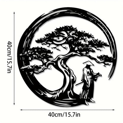 Bonsai Tree Metal Wall Art — Laser-Cut Steel Panel
