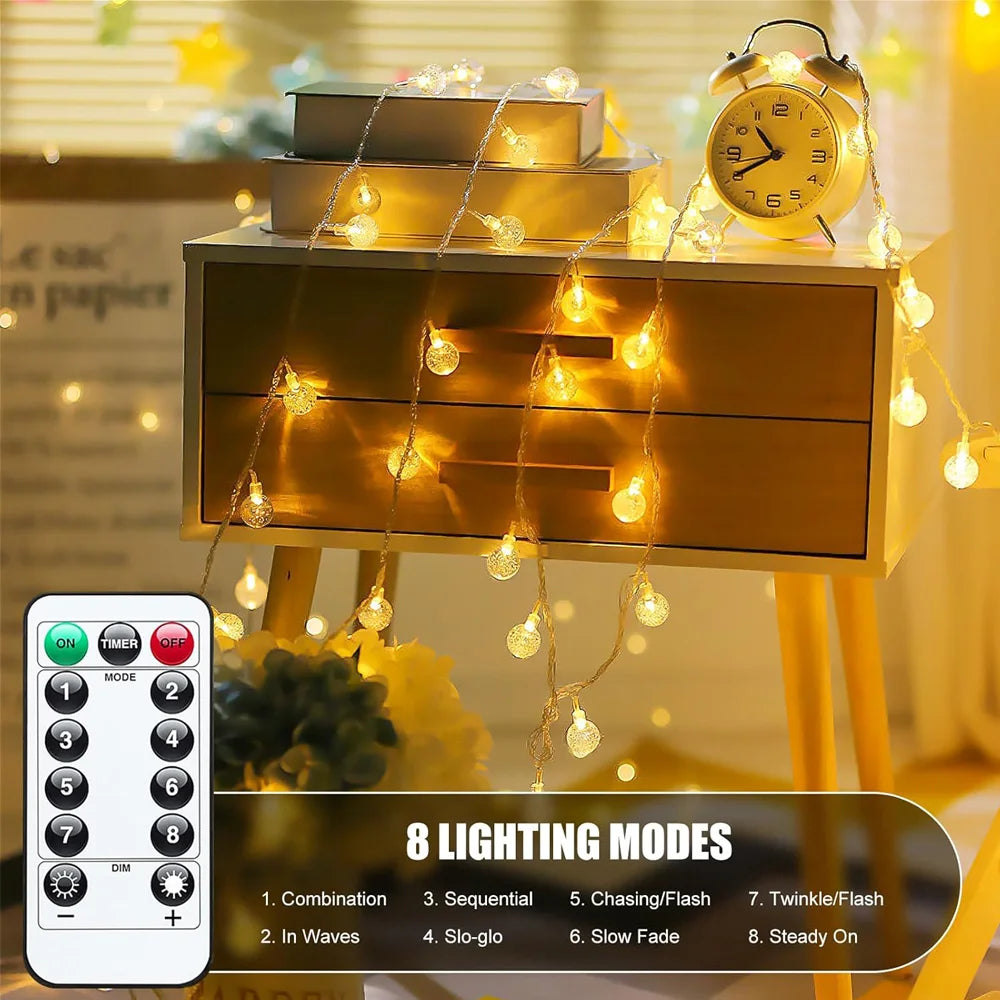 Crystal Bubble Ball String Lights — USB, 3m to 10m
