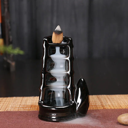 Ceramic Backflow Incense Burner — Smoke Waterfall Effect