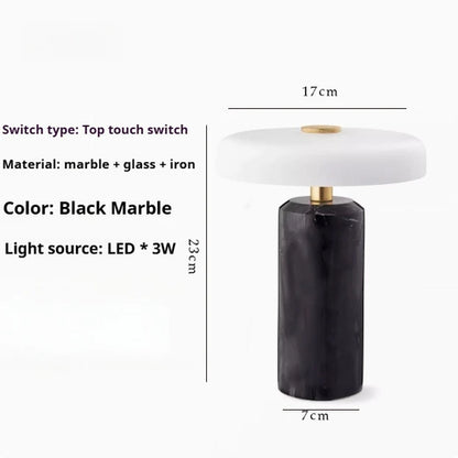 Marble Cordless Table Lamp — Rechargeable Touch Dimming