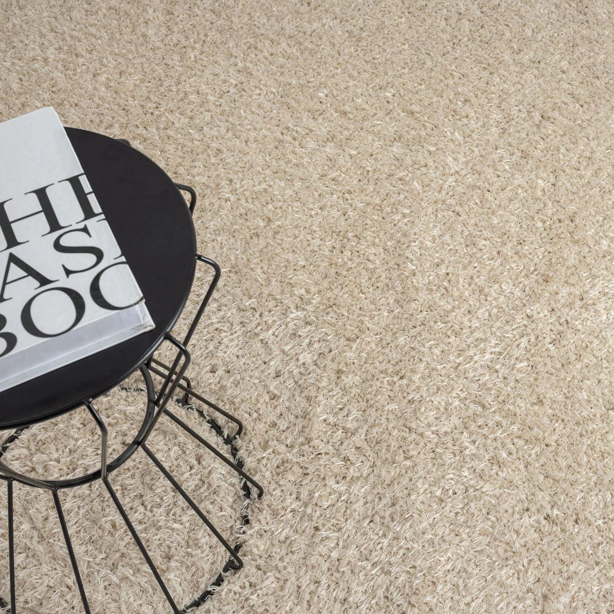 Merino Shaggy Area Rug — Beige, 5 x 7 ft